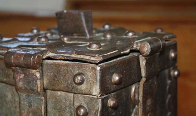 offertory box, metal, security, custody, money, church
